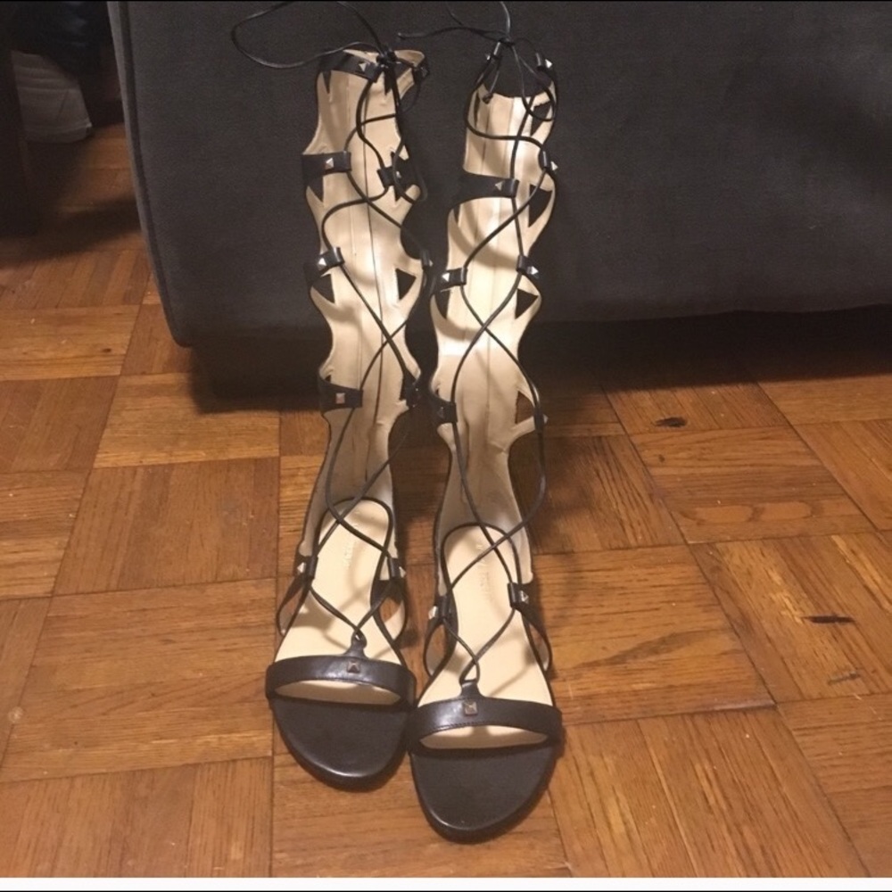 IVANKA TRUMP knee high black stud gladiators $45